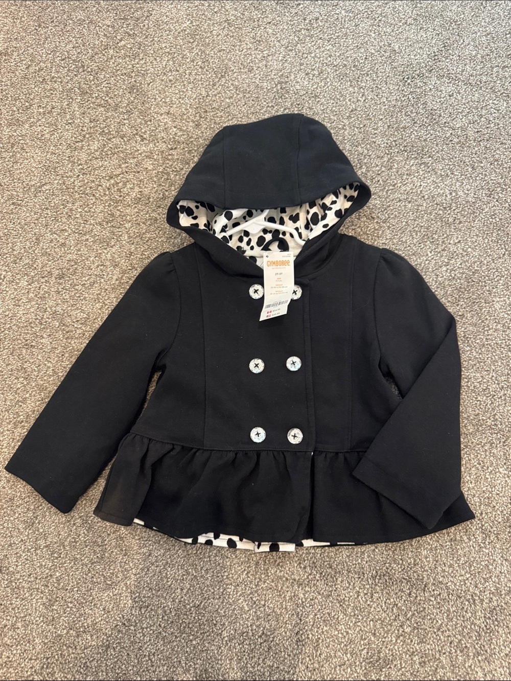 Gymboree Black Hooded Peacoat Jacket for Kids